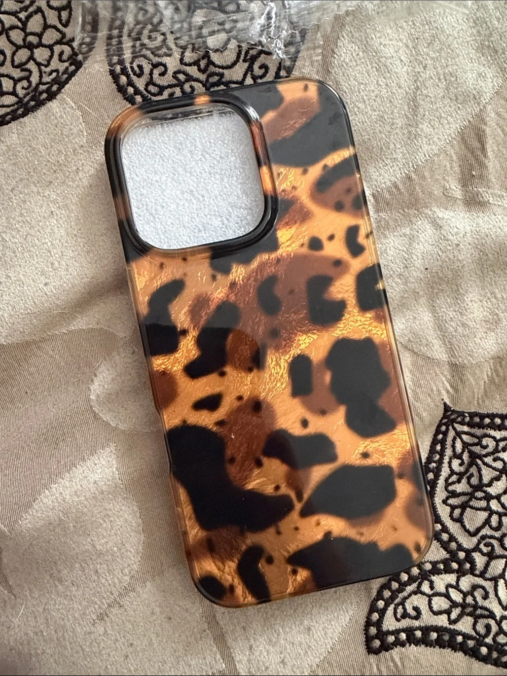 Tortoiseshell Pattern Protective Phone Case - Brown & Black